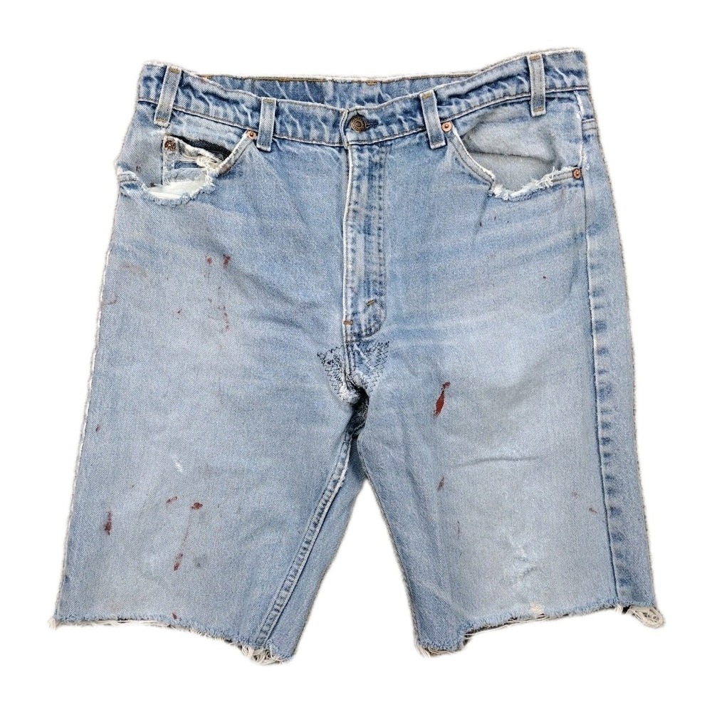 Levi's Orange Tab Jeans 36x32 Blue Denim 505 1983 USA THRASHED Cut OFF Shorts